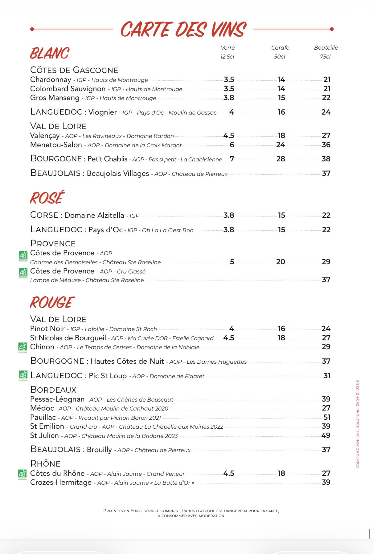 Carte Amann! — carte des vins
